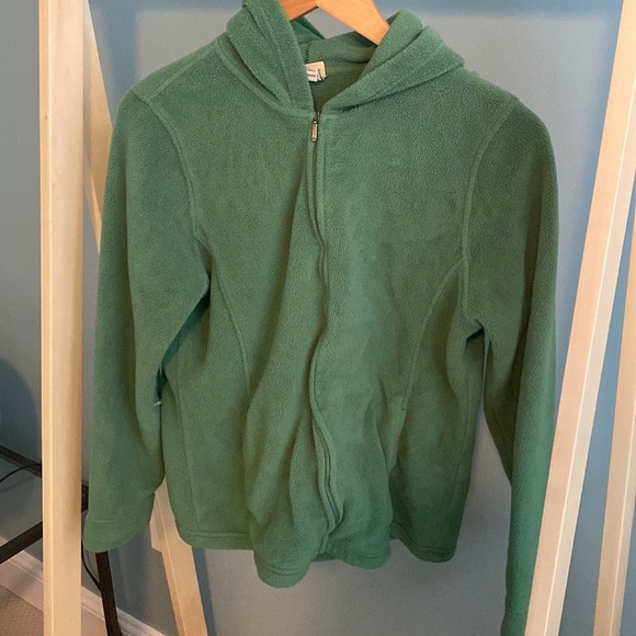 L.L. Bean Polartec Green Fleece Full Zip Jacket Medium Coat Preowned - Picture 1 of 8